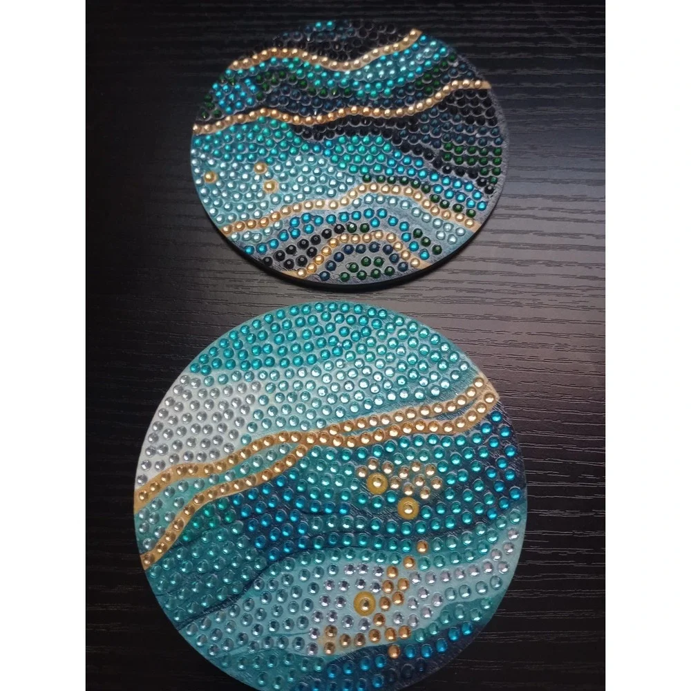 Set Of‎ 6 Diamond Painted Ethereal Ocean Coasters